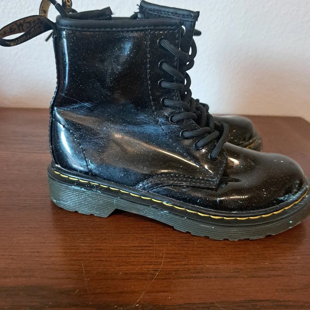 Dr. Martens 1460 Glitter J Black Sparkle Combat Boots Kids Size 13 US 31 EU